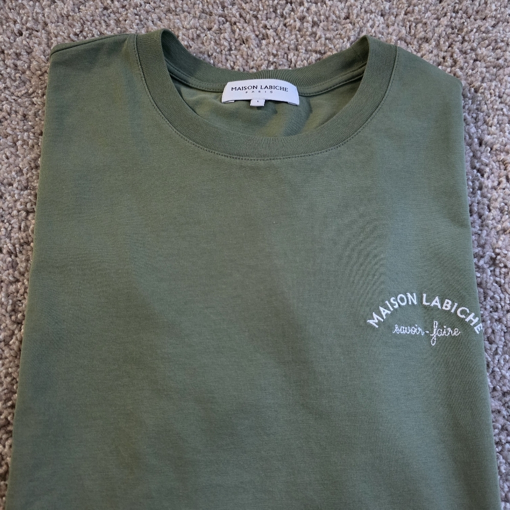 Maison Labiche: Green Logo Embroidered T-Shirt